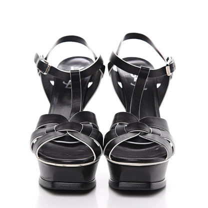 Saint Laurent Calfskin Tribute 105 Platform Sandals 37.5 Black 2 of 11