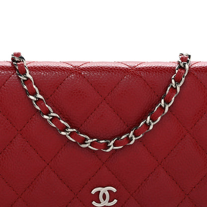 Chanel Caviar Quilted Wallet on Chain WOC Red 9 of 12