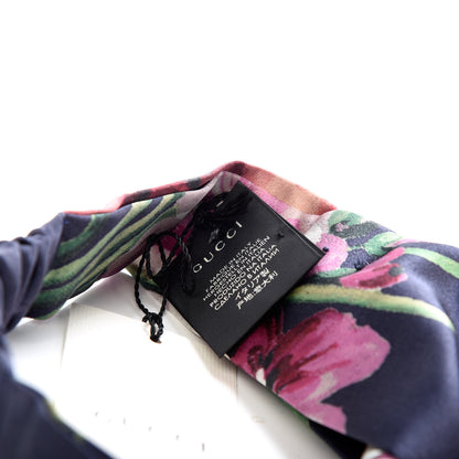 Gucci Silk Blooms Print Duchesse Headband Navy 4 of 5