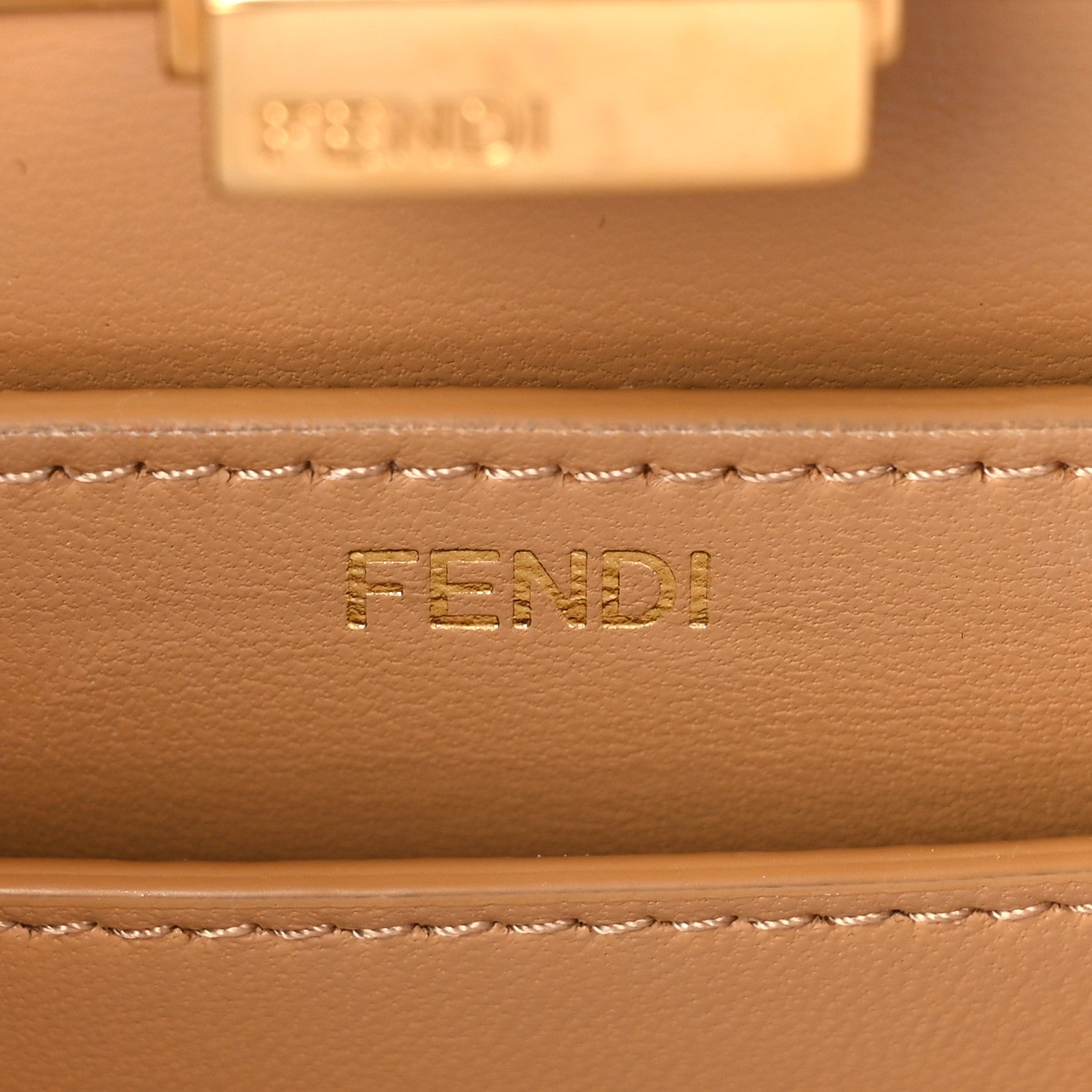 Fendi Vitello King Shiny Nappa Intreccio Small Peekaboo I SEE U Satchel Miele Scuro 7 of 9
