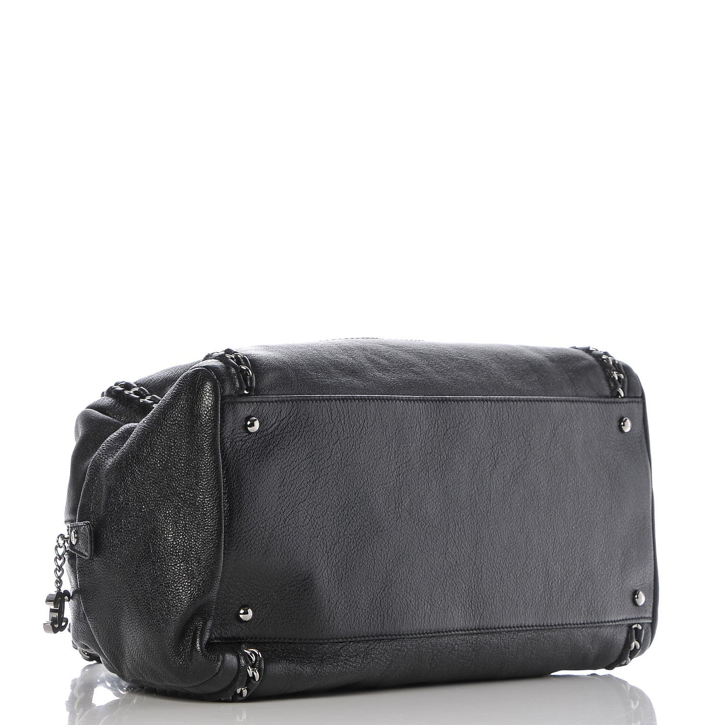 Metallic Goatskin Large Luxe Ligne Bowler Black
