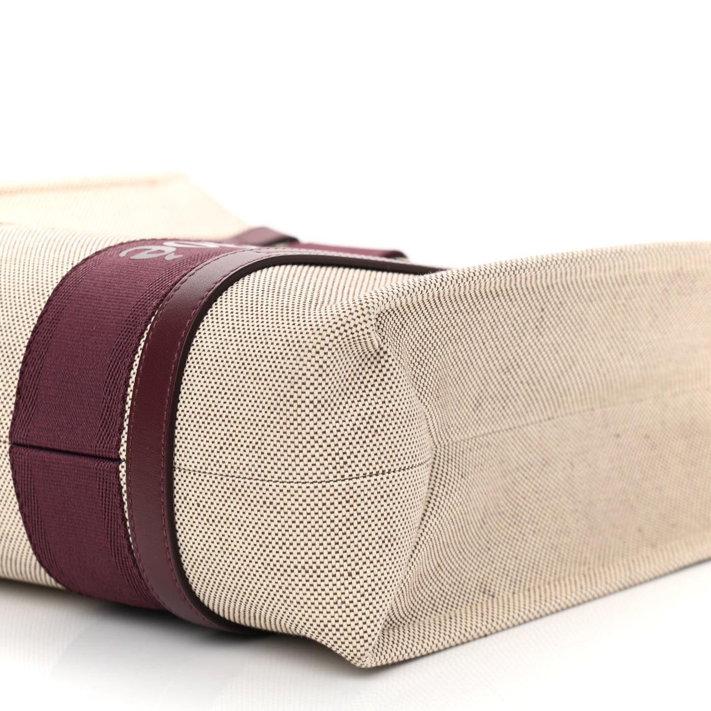 Cotton Calfskin Medium Woody Ribbon Tote Burgundy