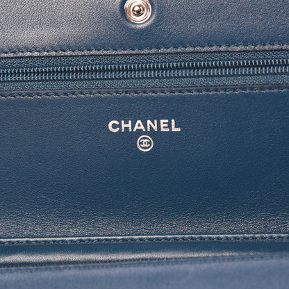 Chanel Patent Quilted Wallet On Chain WOC Turquoise 6 of 9