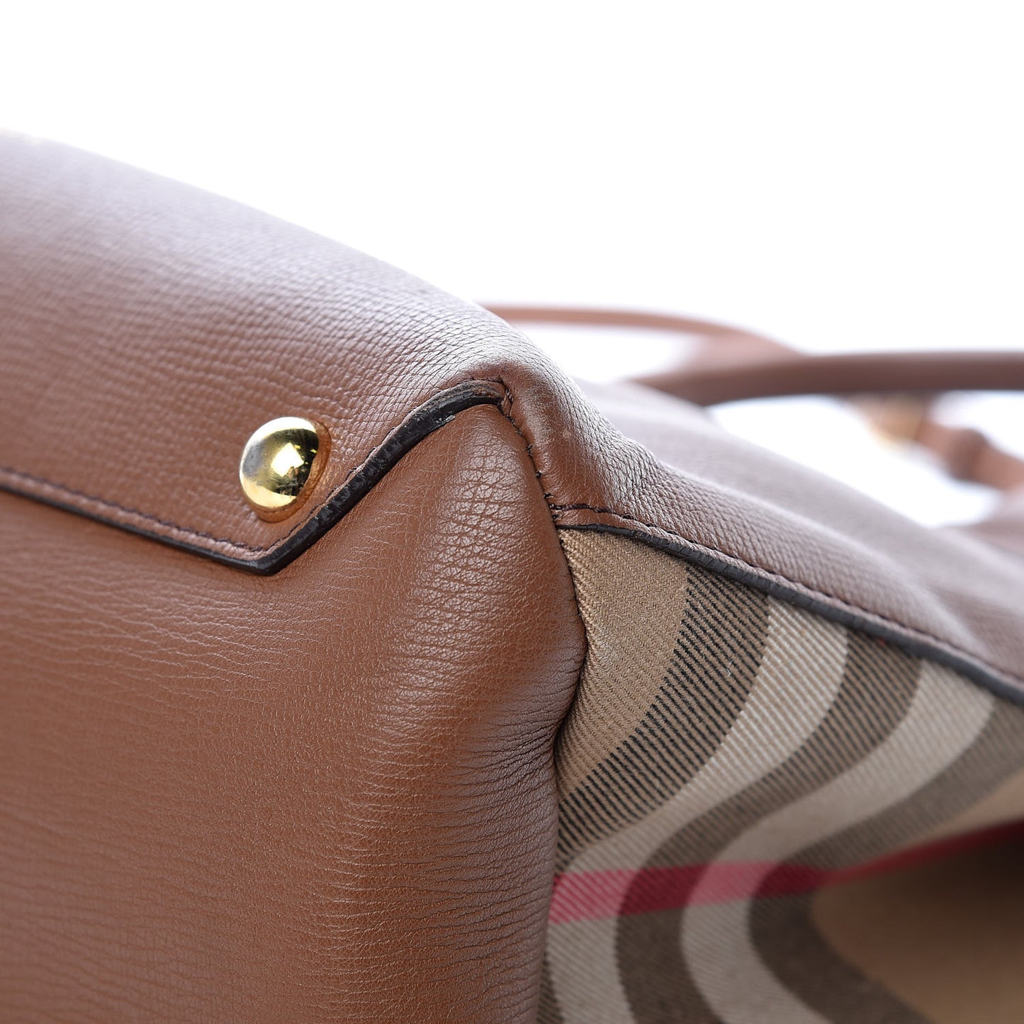 Grainy Calfskin House Check Medium Banner Tote Tan