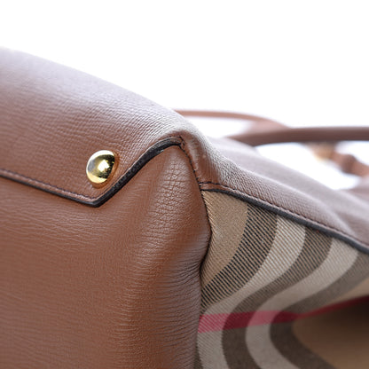 Burberry Grainy Calfskin House Check Medium Banner Tote Tan 11 of 15