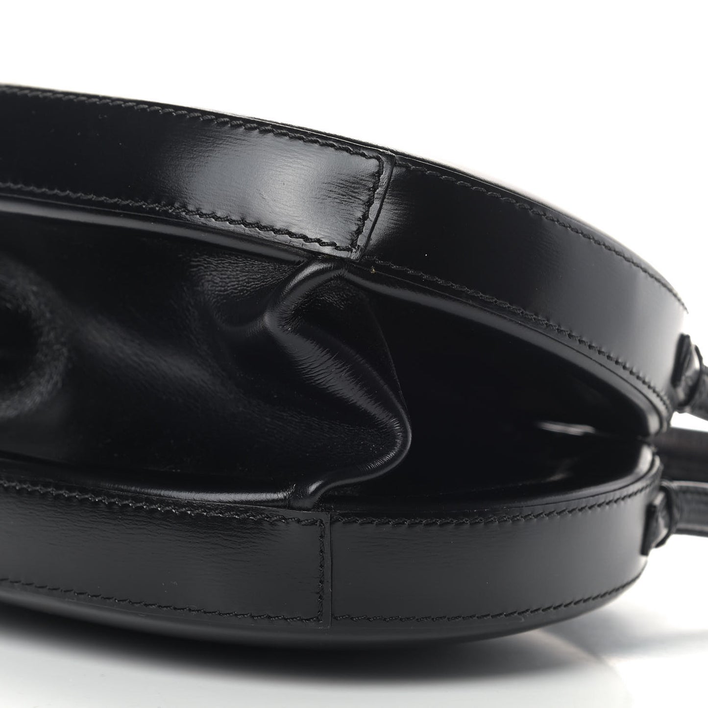 Calfskin Round Top Handle Bag Black