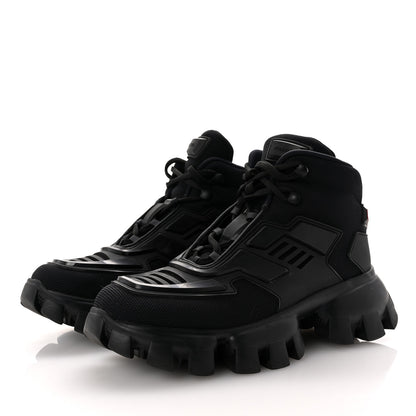 Prada Rubber Technical Knit Fabric Cloudbust Thunder High Top Sneakers 37.5 Black 4 of 11