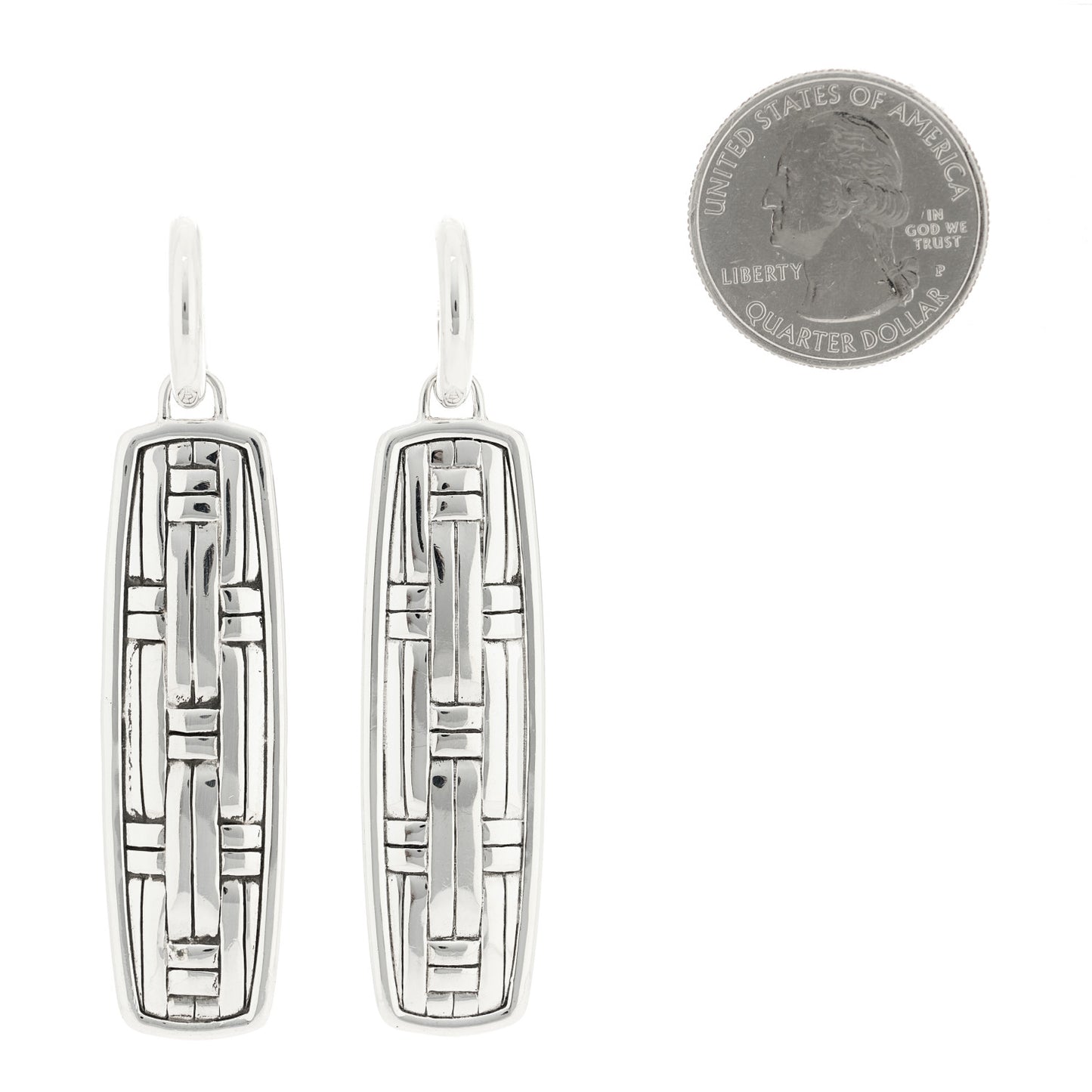 Sterling Silver Bedeg Basket Weave Drop Earrings