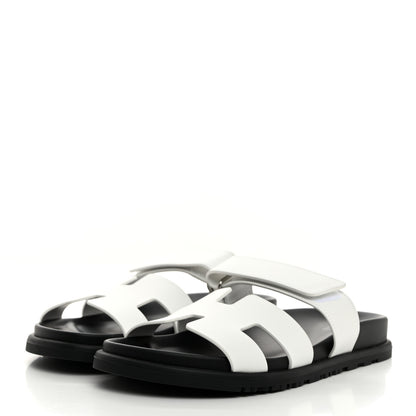 Hermes Calfskin Womens Chypre Sandals 37.5 White 3 of 9