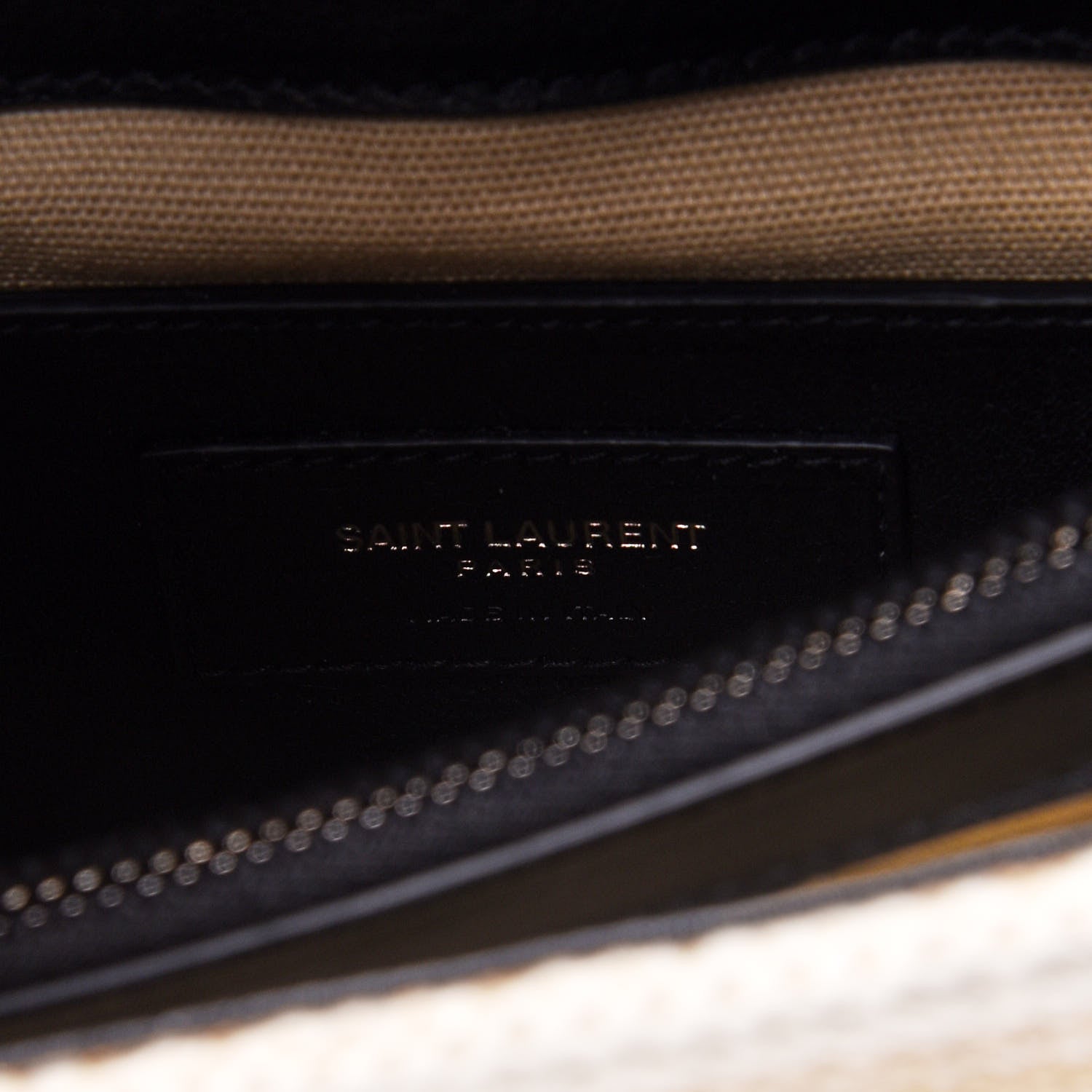 Saint Laurent Berber Chevron Tassel Monogram Medium College Bag Black White 6 of 13