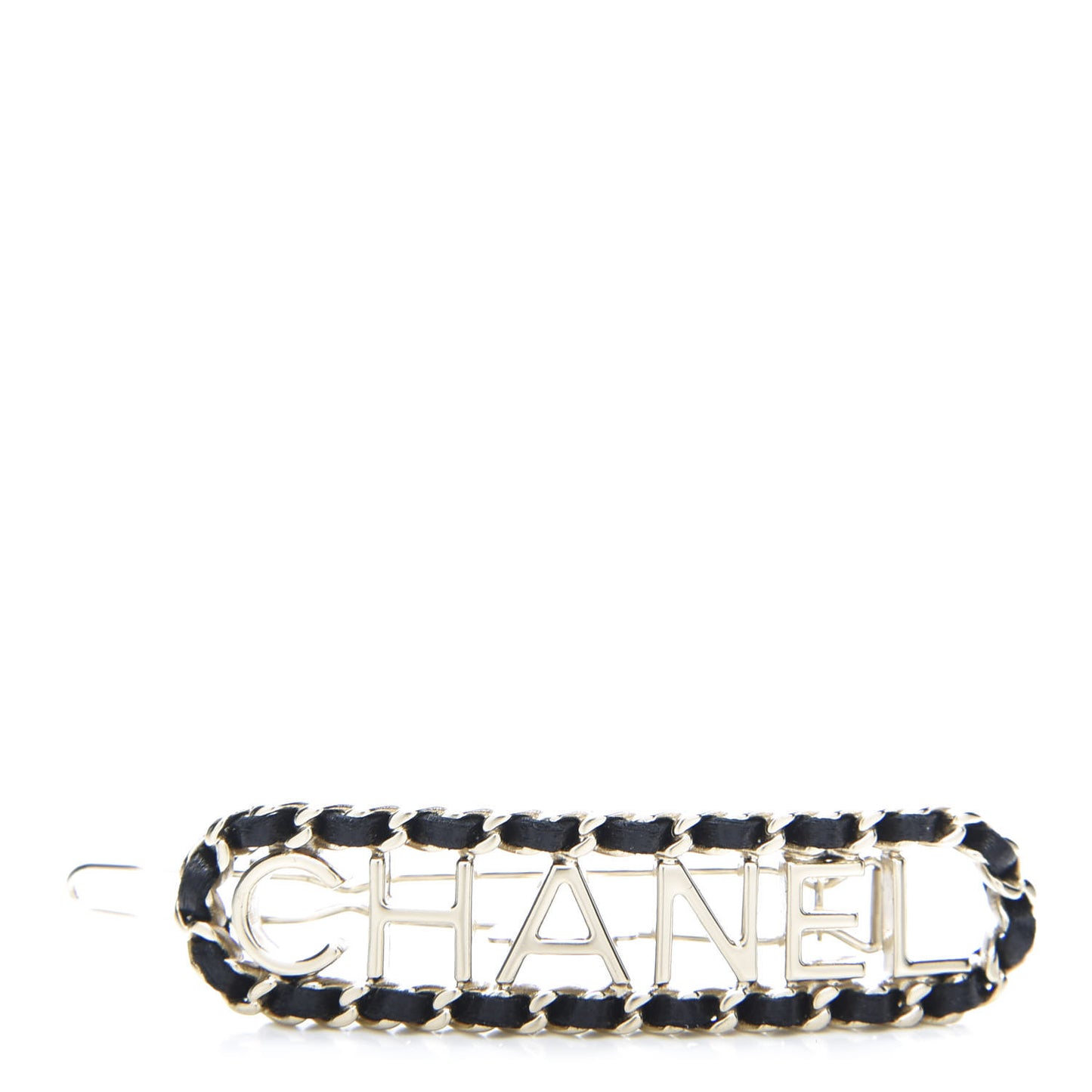 Metal Lambskin Vintage Allure Logo Hair Clip Black Gold