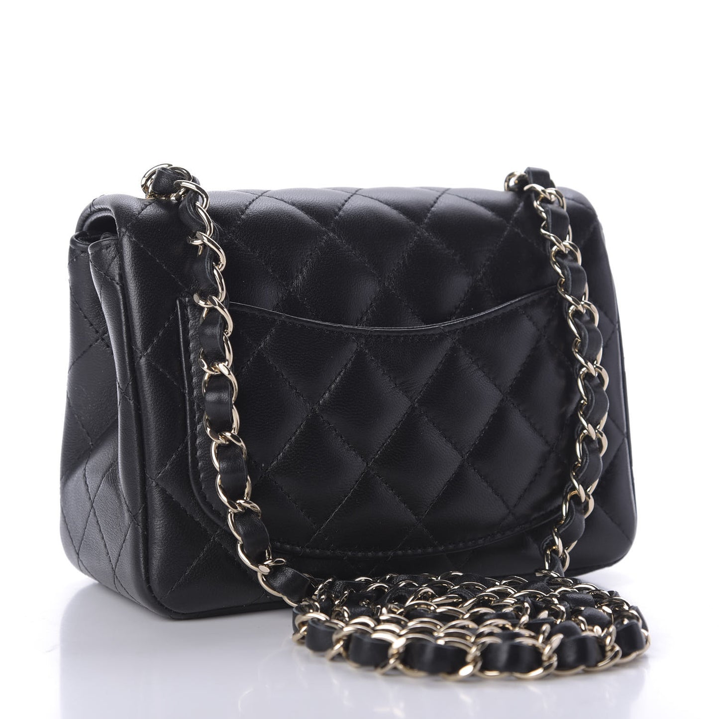 Lambskin Quilted Mini Square Flap Black