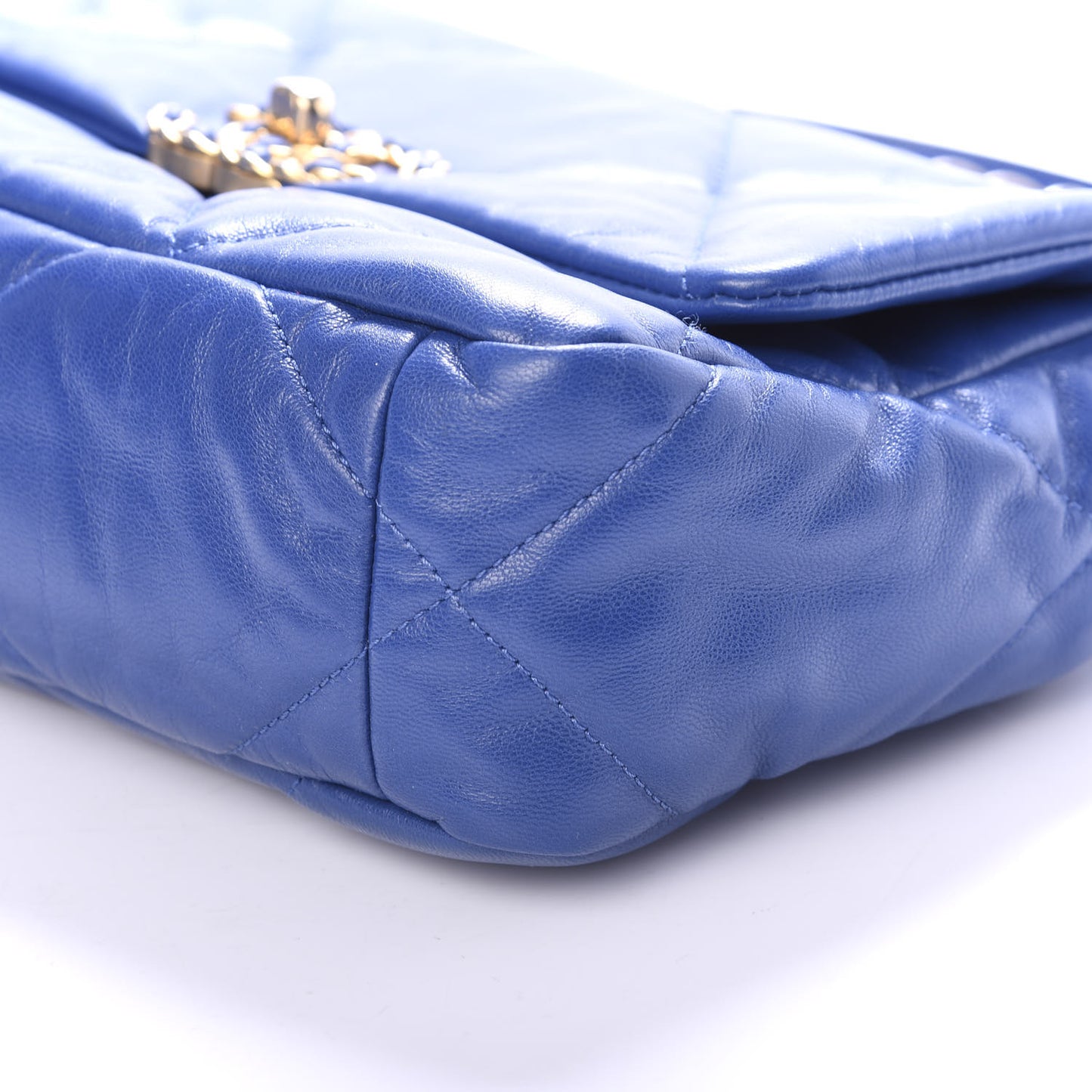 Goatskin Quilted Medium 19 Flap Dark Blue