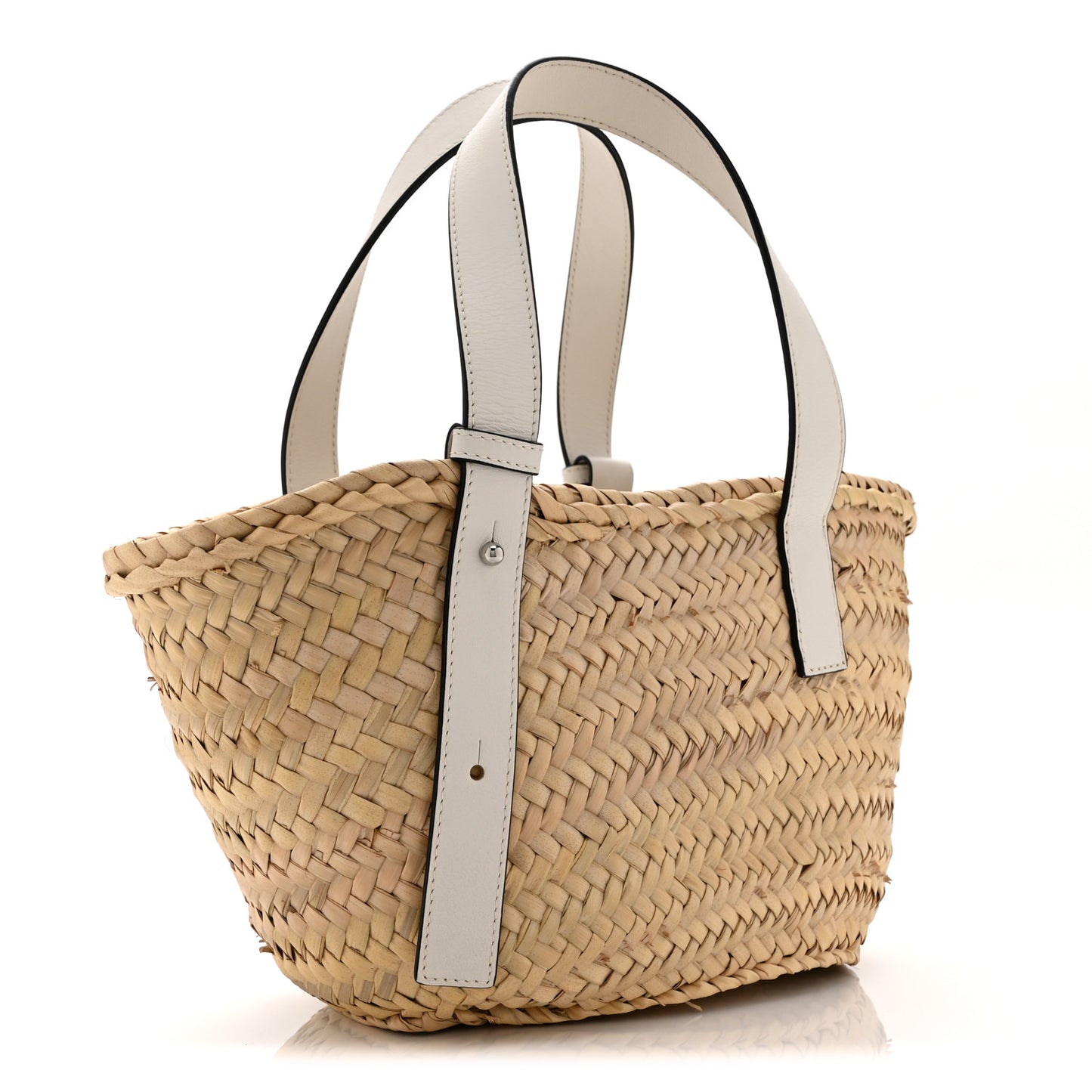 Raffia Small Basket Tote Bag Natural White