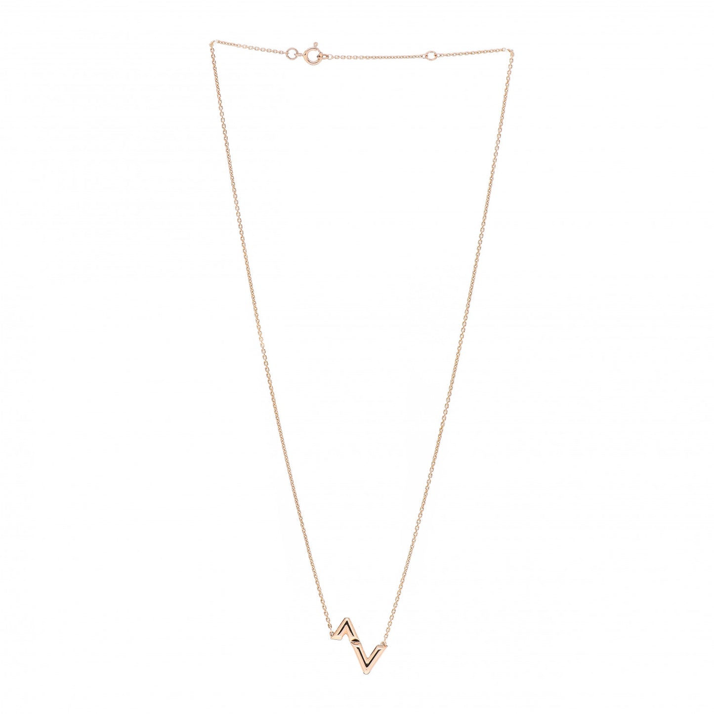 18K Pink Gold LV Volt Upside Down Pendant Necklace