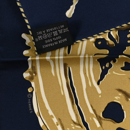 Hermes Silk Peinture Fraiche Scarf 45 Bleu Black Bronze 3 of 3