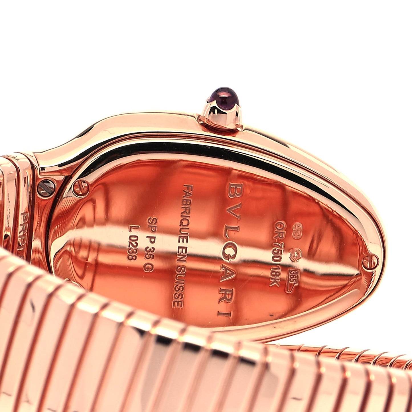 18K Rose Gold Diamond Bezel 35mm Serpenti Tubogas Double Spiral Quartz Watch Black