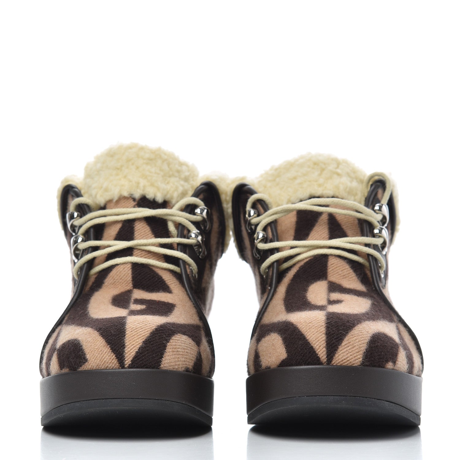 Gucci Wool Faux Shearling G Rhombus Womens Victor Ankle Boots 36.5 Beige Cocoa 2 of 20
