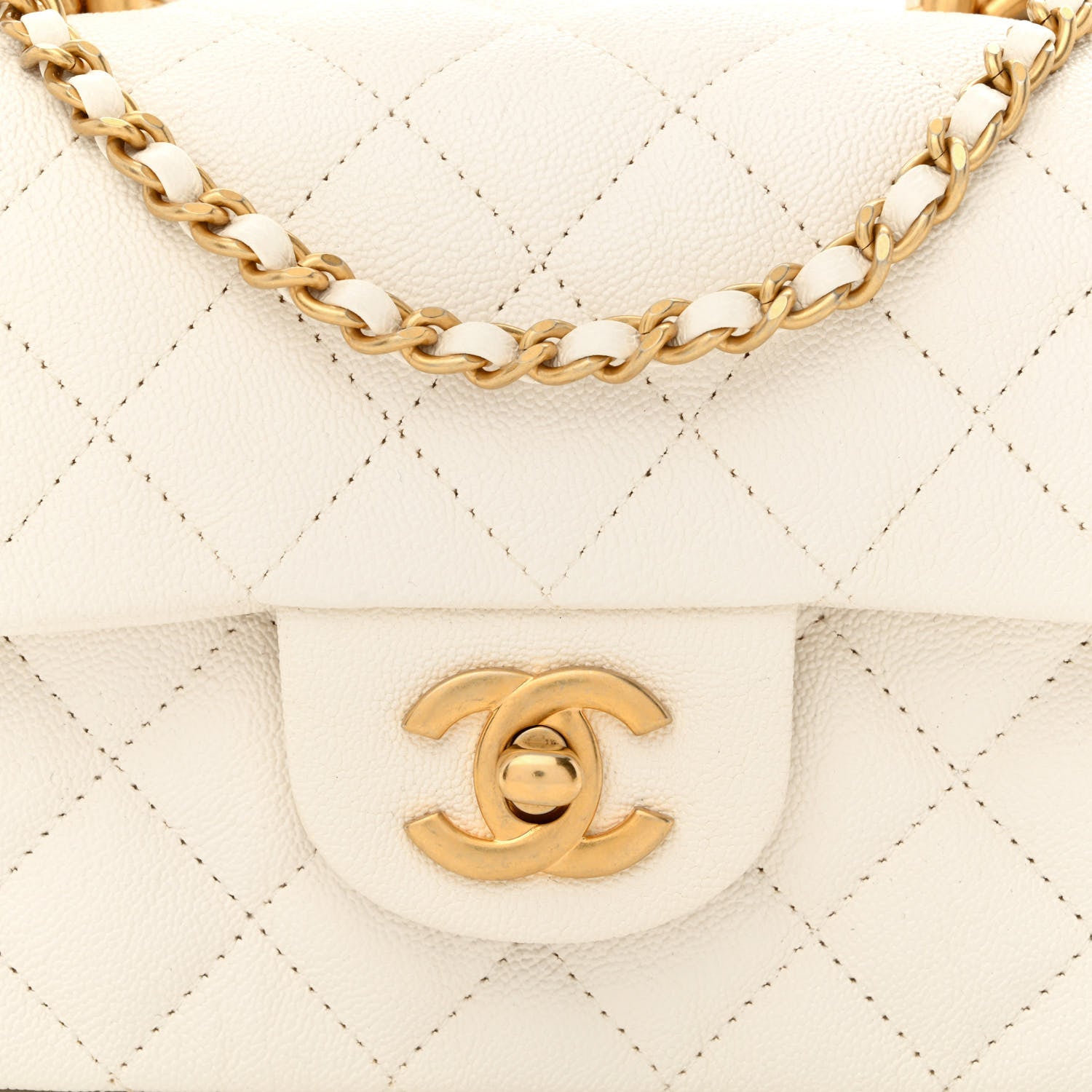 Chanel Caviar Quilted Mini Top Handle Rectangular Flap White 8 of 10