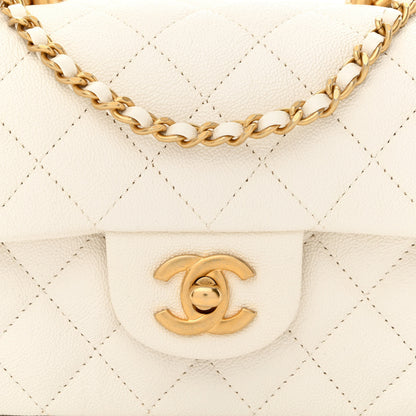 Chanel Caviar Quilted Mini Top Handle Rectangular Flap White 8 of 10