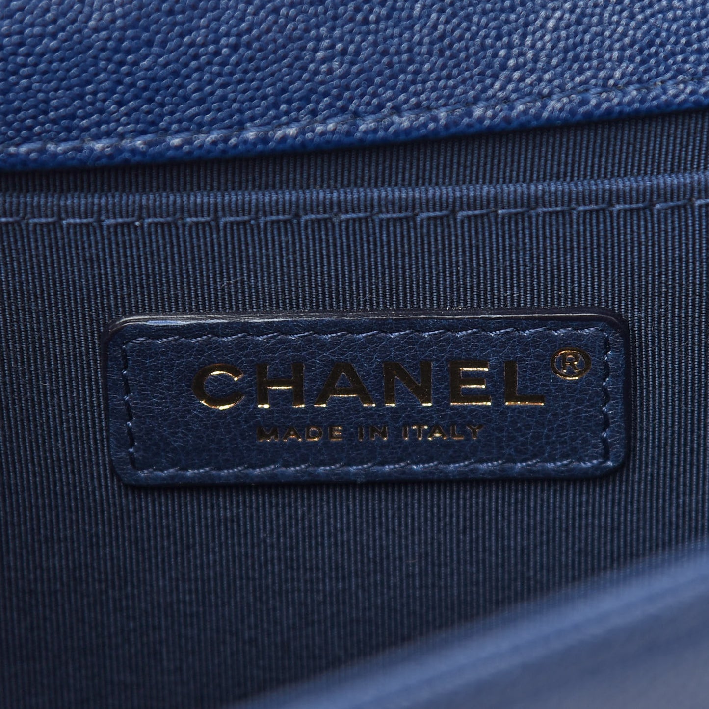 Caviar Quilted Medium Boy Flap Dark Blue