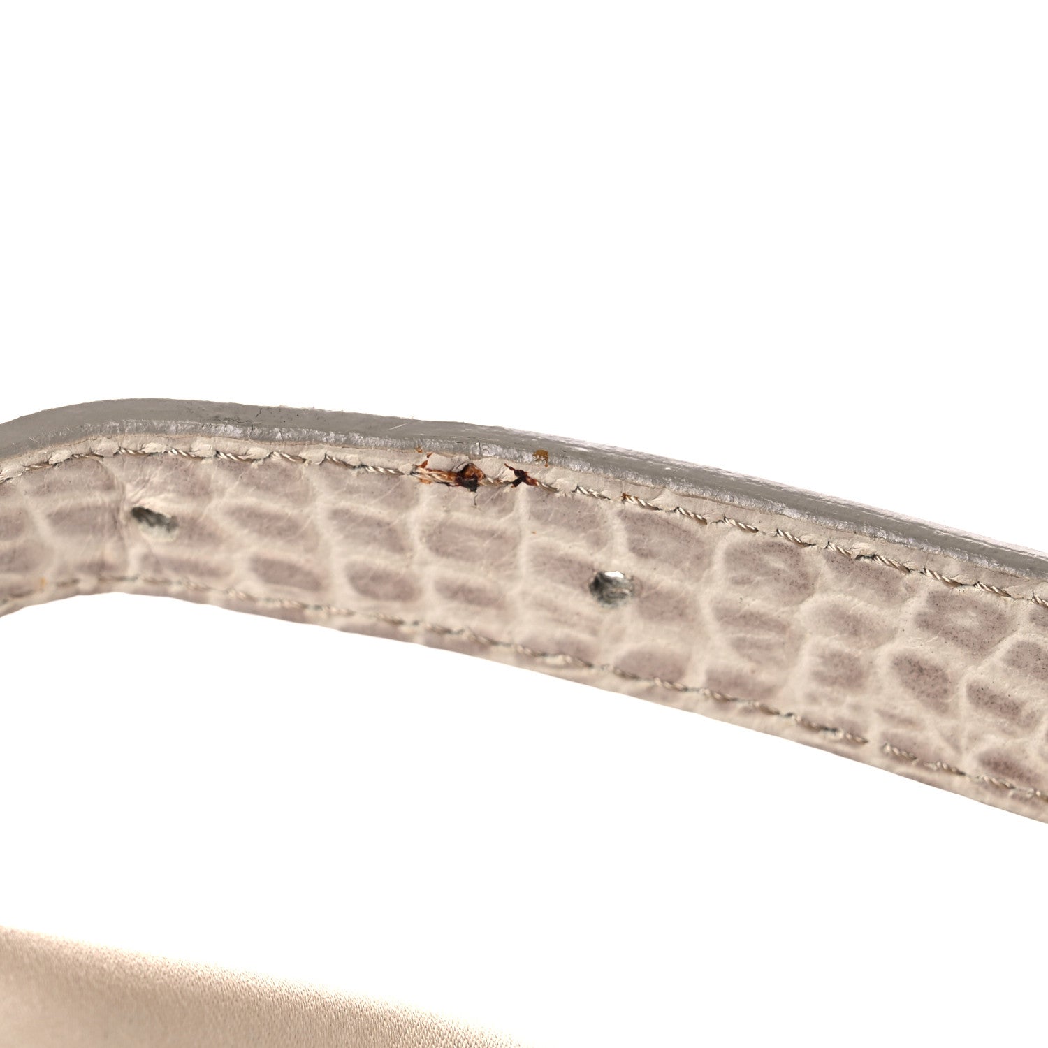 Fendi Satin Calfskin Crystal Crocodile Embossed Baguette Beige Pietra 15 of 15