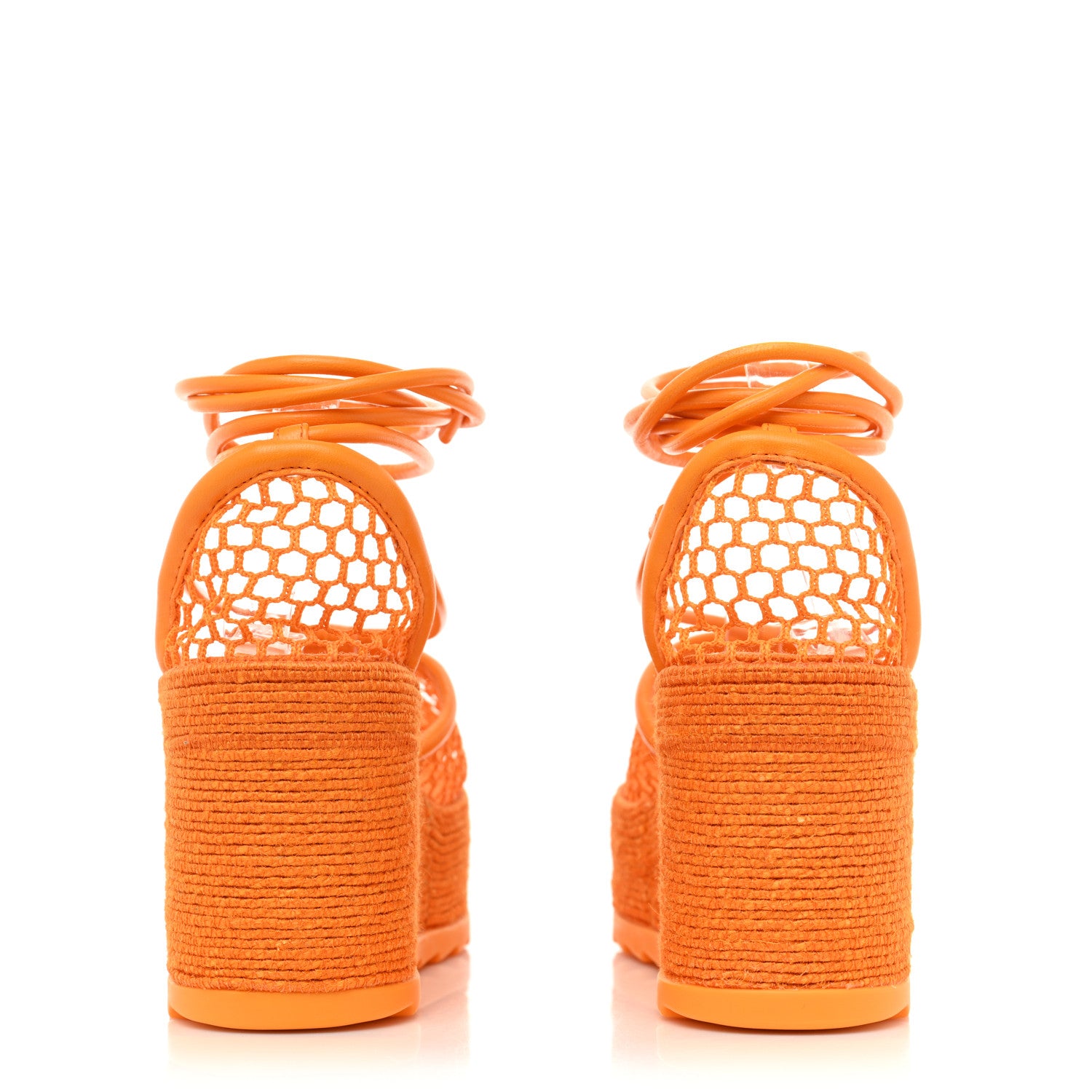 Bottega Veneta Mesh Lambskin Sporty Web Stretch Ankle Tie Espadrilles 38 Tangerine 4 of 8