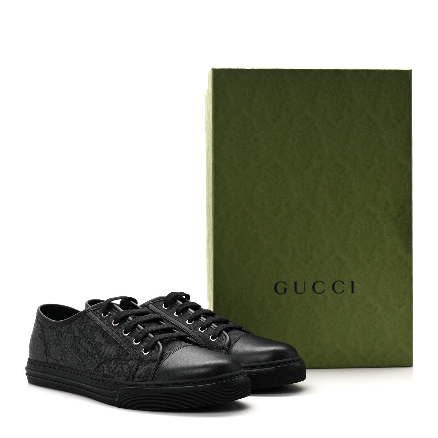 Gucci Monogram Mens Sneakers 9.5 Black Piombo 9 of 9