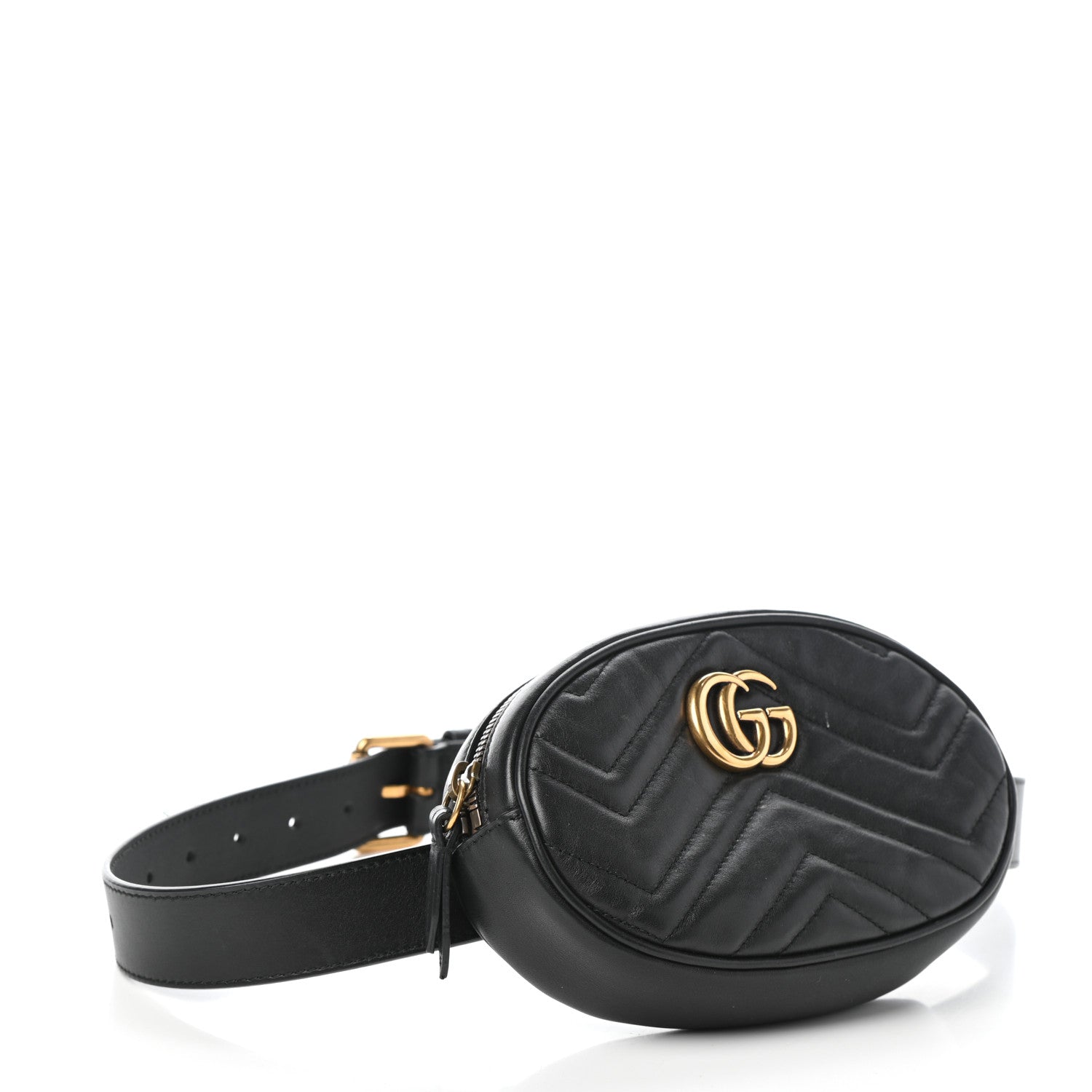 Gucci Calfskin Matelasse GG Marmont Belt Bag 75 30 Black 4 of 9