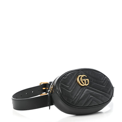 Gucci Calfskin Matelasse GG Marmont Belt Bag 75 30 Black 4 of 9