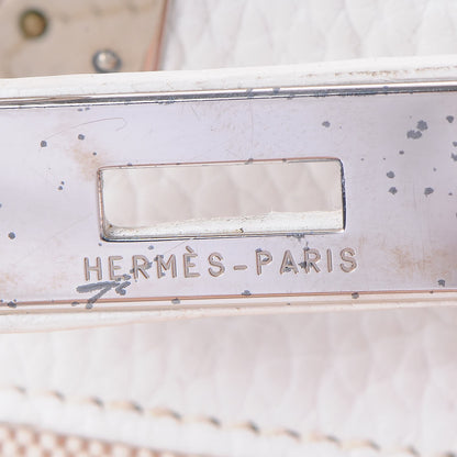 Hermes Toile Taurillon Clemence Birkin 35 White 14 of 41