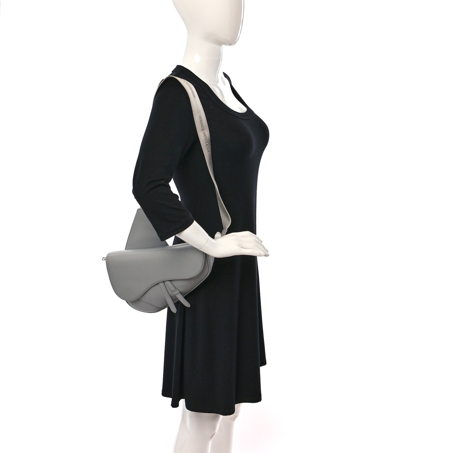 Grained Calfskin Kim Jones Saddle Bag Light Grey