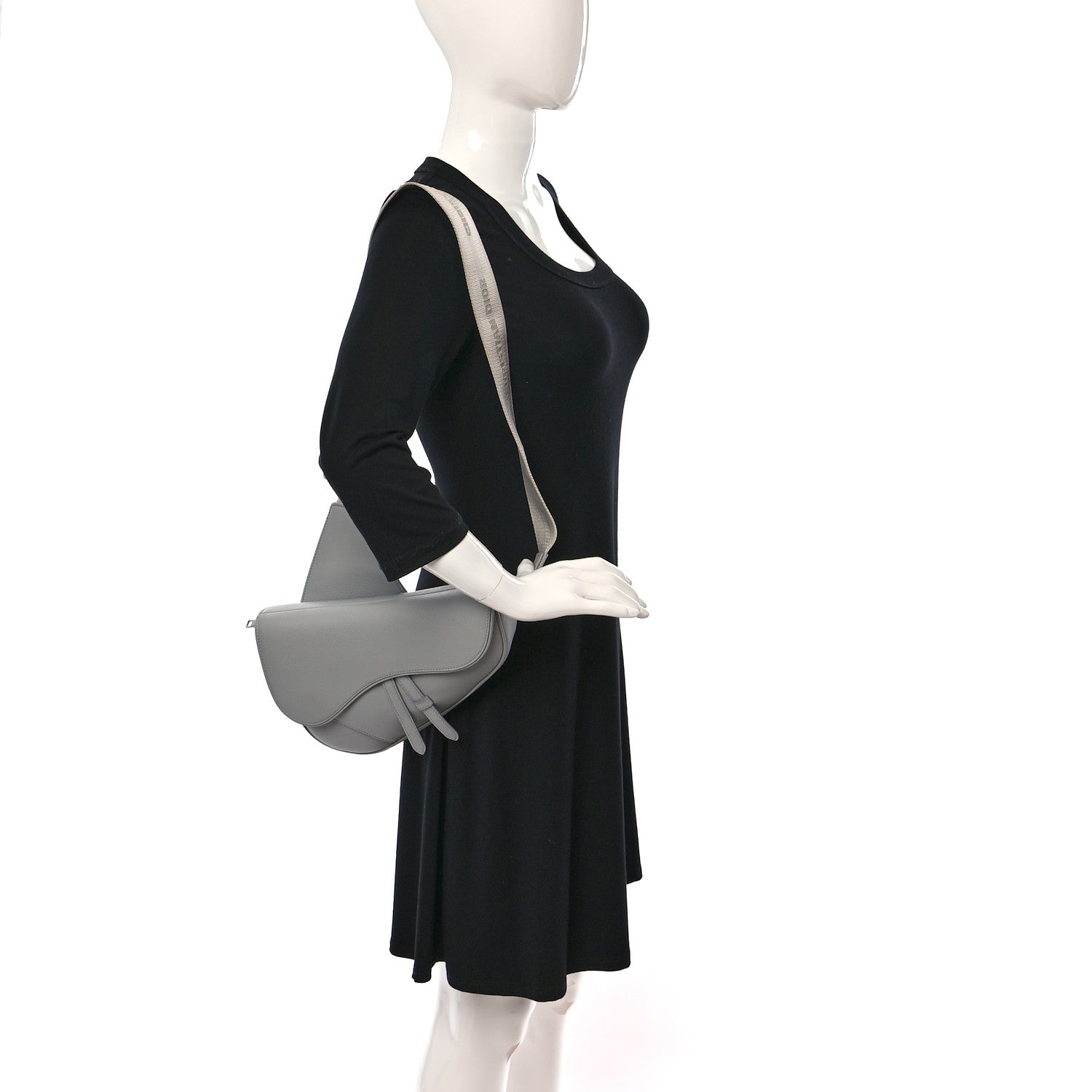 Christian Dior Grained Calfskin Kim Jones Saddle Bag Light Grey 2 of 13