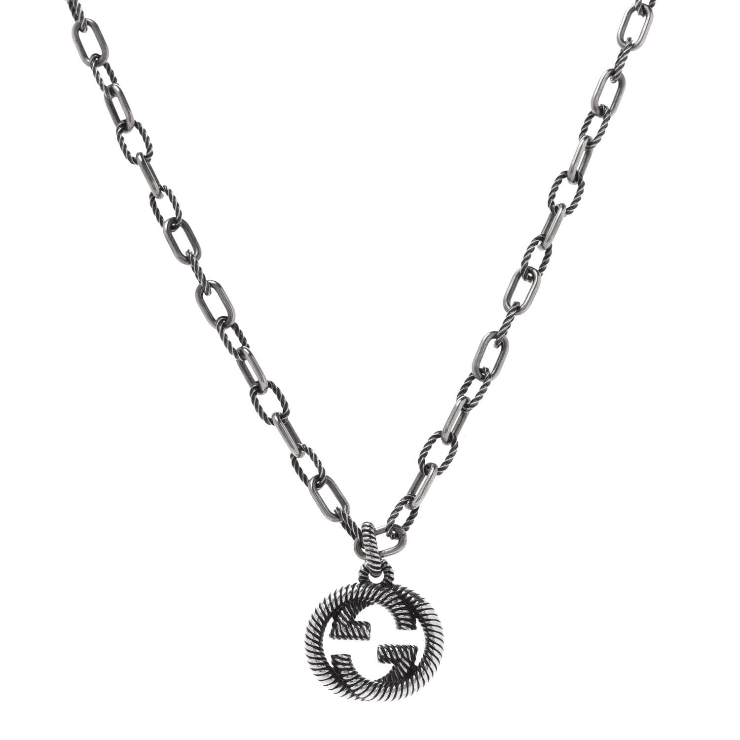 Gucci Sterling Silver Small Interlocking G Pendant Necklace 1 of 7