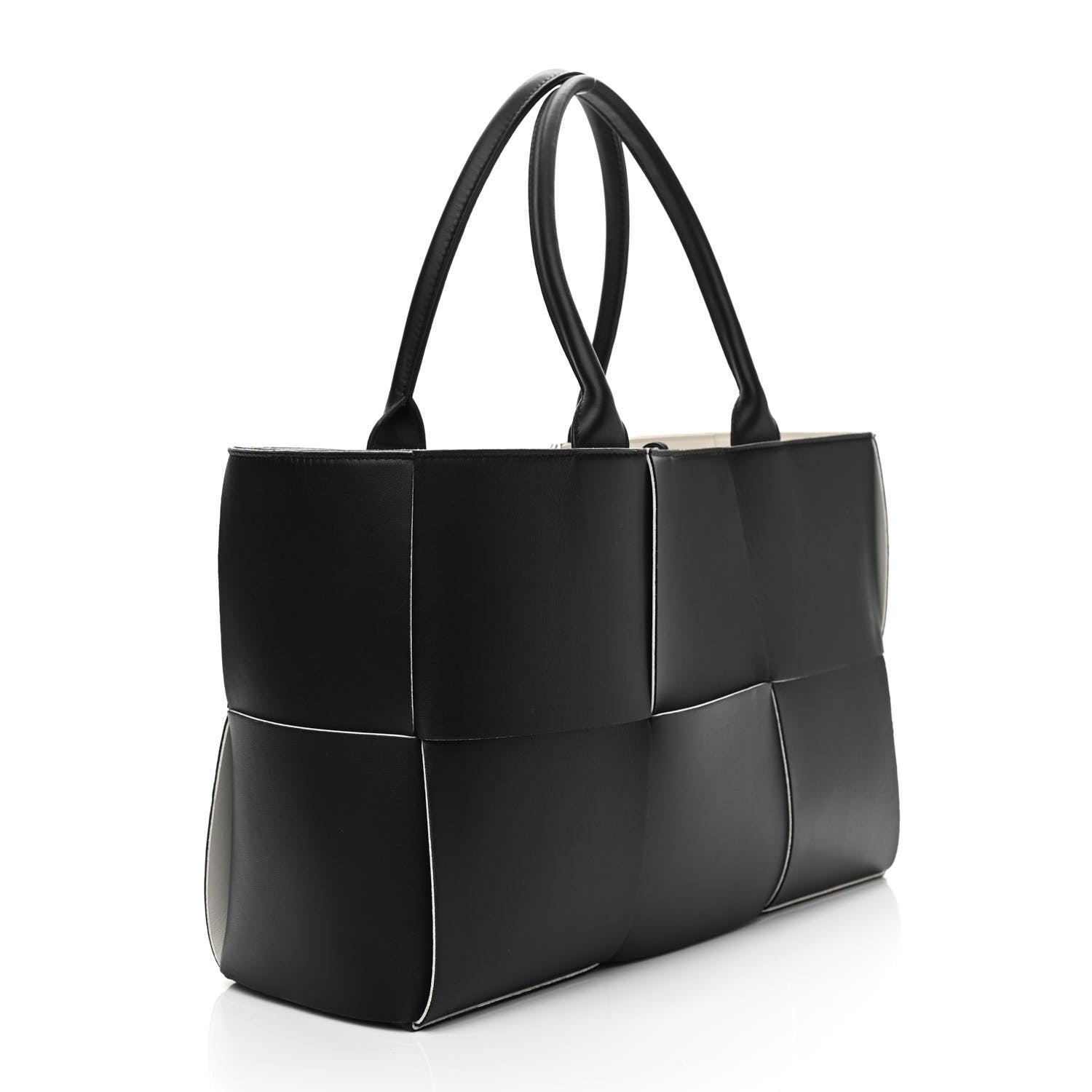 Bottega Veneta Nappa Maxi Intrecciato Medium Arco Tote Black White 4 of 9