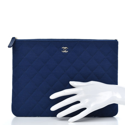 Chanel Jersey Quilted Medium Cosmetic Case Blue 2 of 8