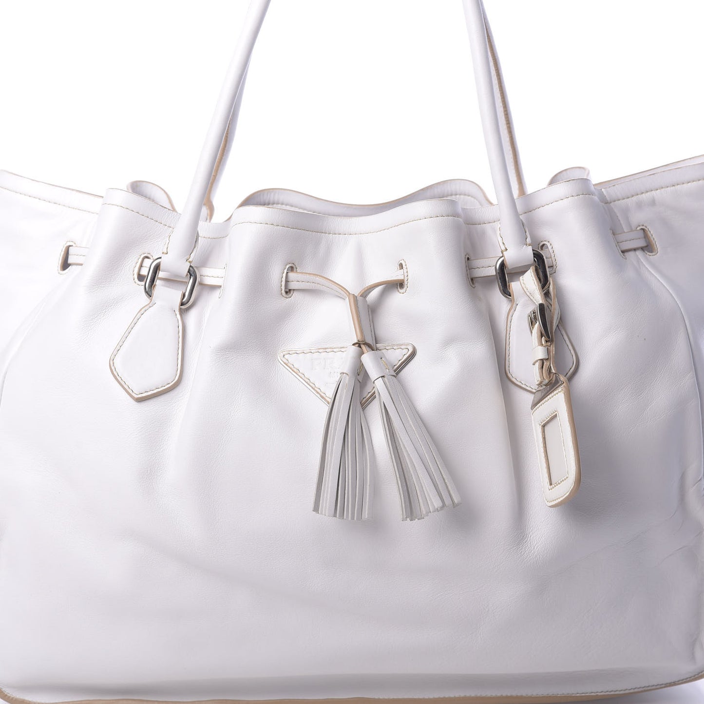 Nappa Soft Drawstring Tote White