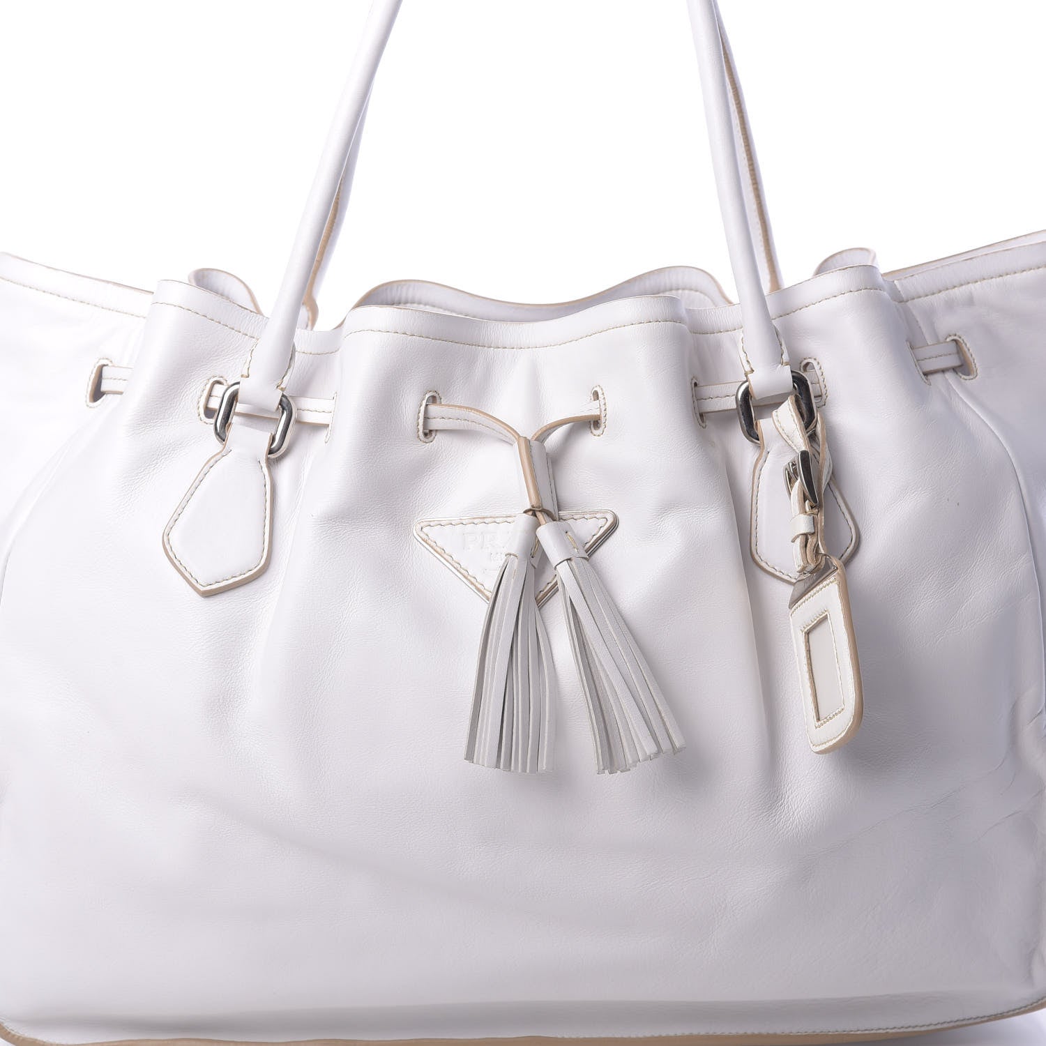 Prada Nappa Soft Drawstring Tote White 8 of 14