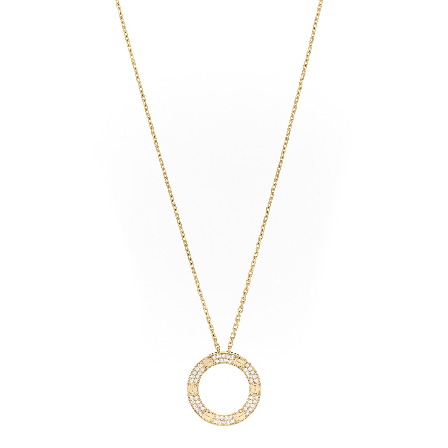 Cartier 18K Yellow Gold Diamond LOVE Paved Necklace 1 of 5