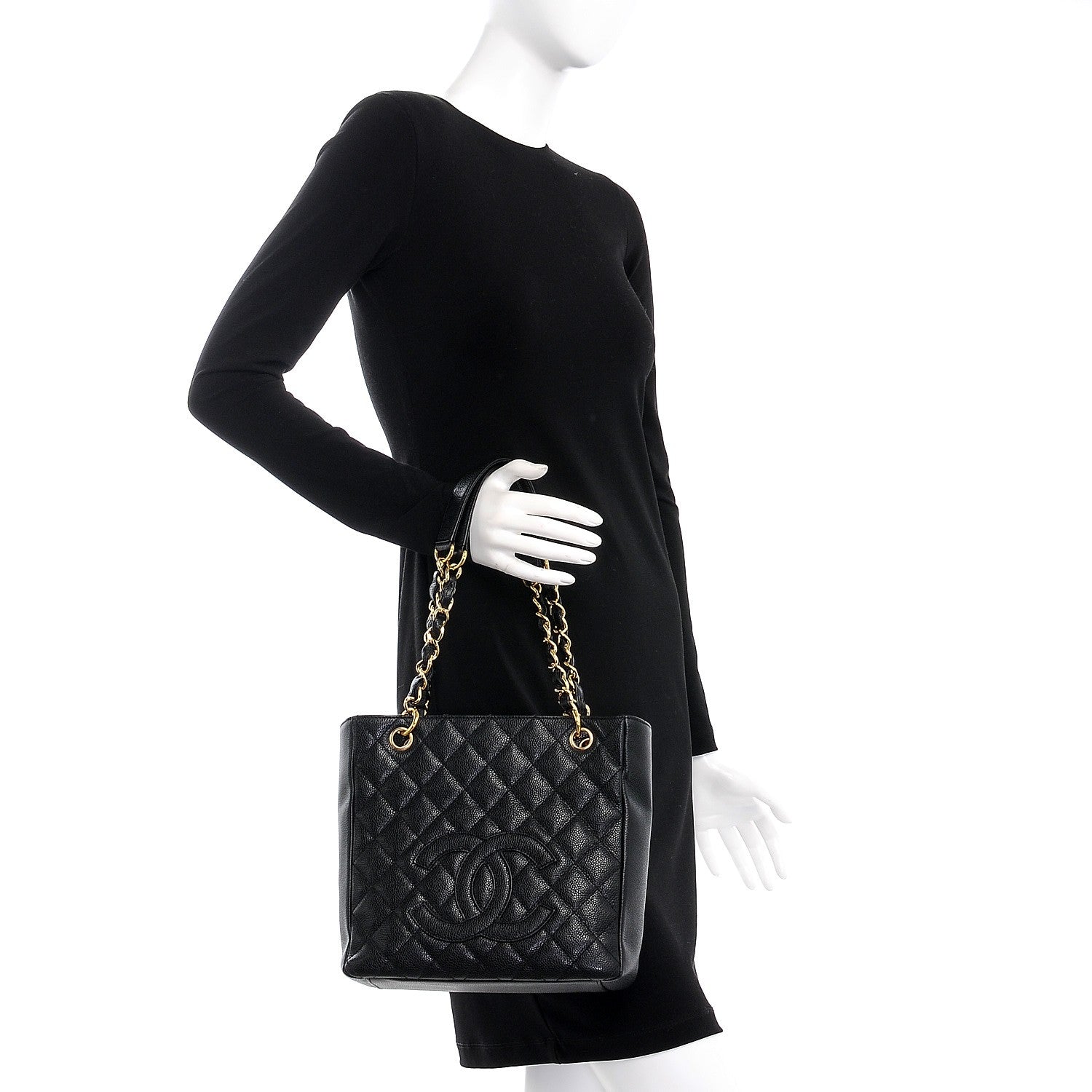Chanel Caviar Quilted Petit Shopping Tote PST Black 2 of 8
