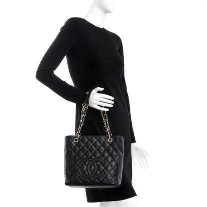 Chanel Caviar Quilted Petit Shopping Tote PST Black 2 of 8