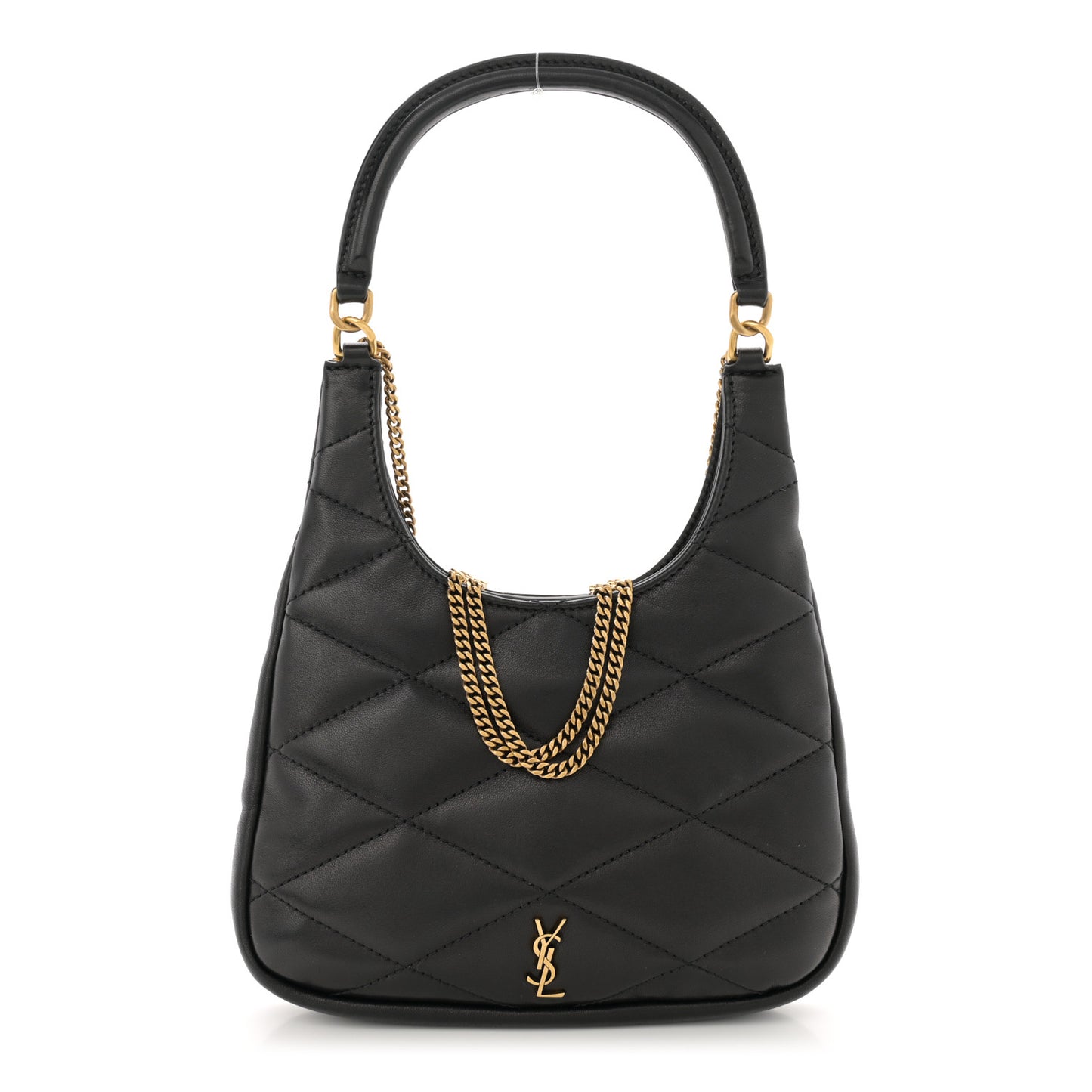 Lambskin Quilted Monogram Sade Hobo Black