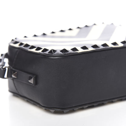 Valentino Garavani Vitello Chevron Rockstud Camera Crossbody Bag Light Ivory Black 7 of 10