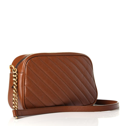 Gucci Glazed Calfskin Matelasse Diagonal Small GG Marmont Chain Shoulder Bag Cuir 3 of 9