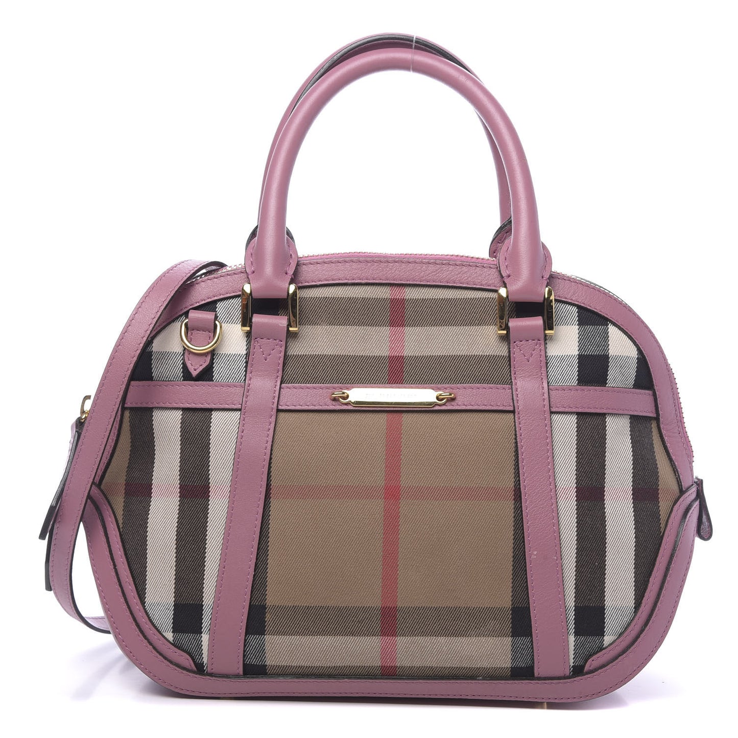 Bridle Calfskin House Check Small Orchard Bowling Bag Pink