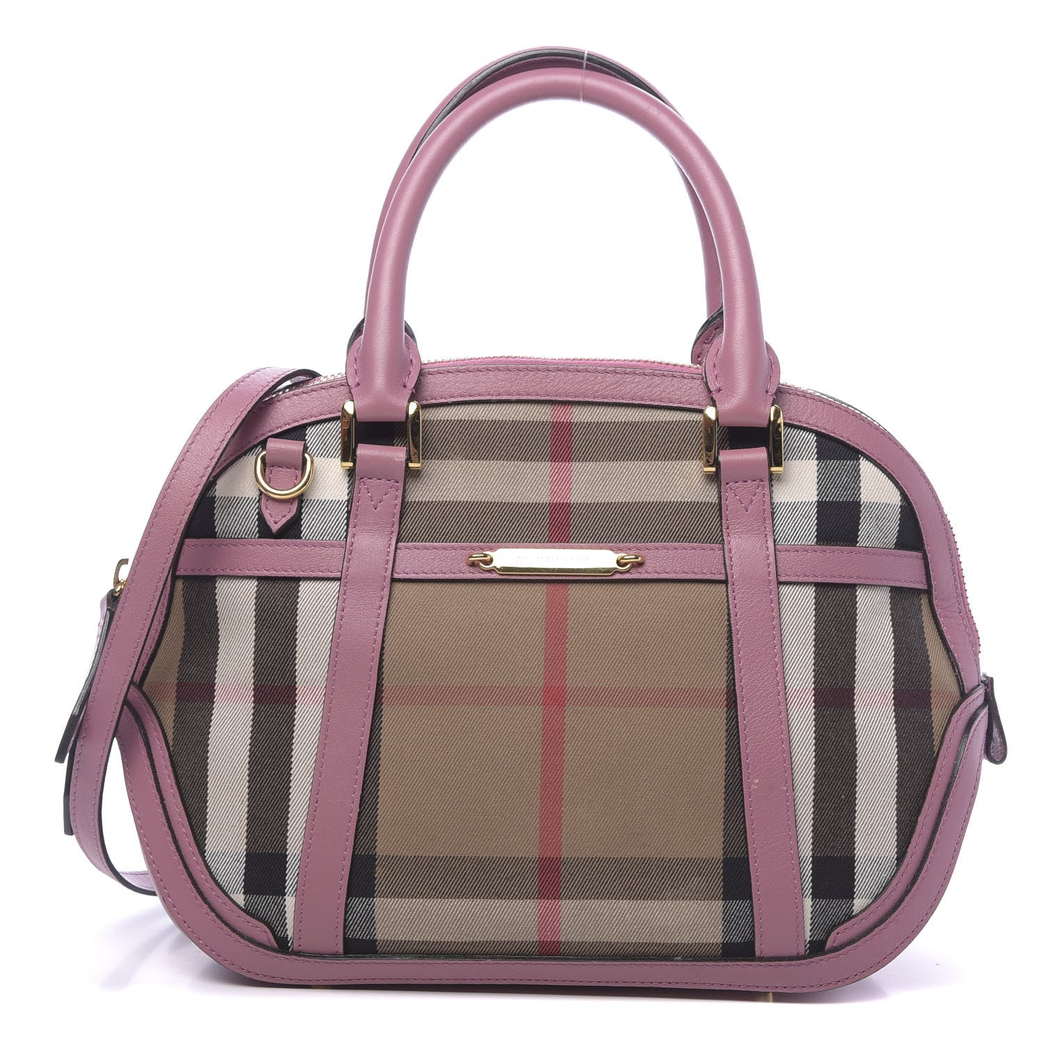Burberry Bridle Calfskin House Check Small Orchard Bowling Bag Pink 1 of 13