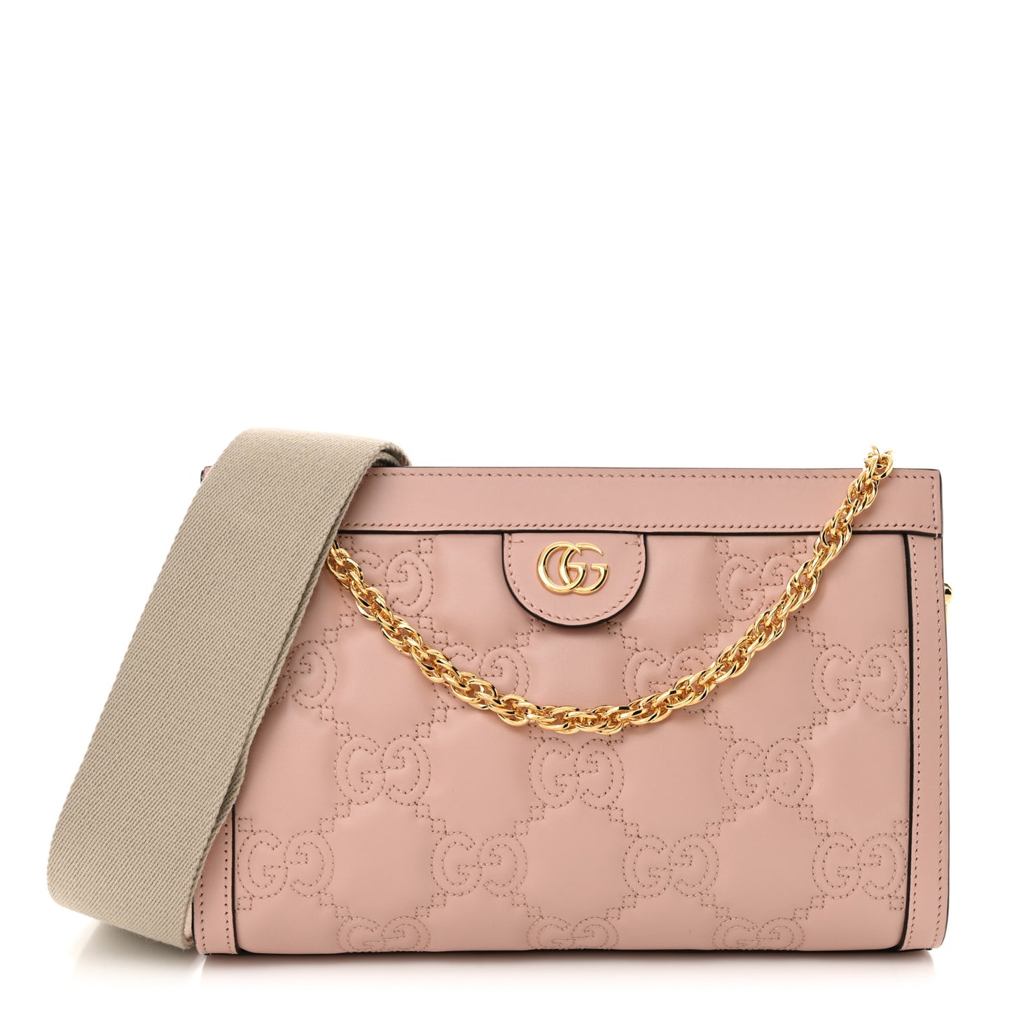 Calfskin GG Matelasse Small Slim Chain Shoulder Bag Perfect Pink Natural
