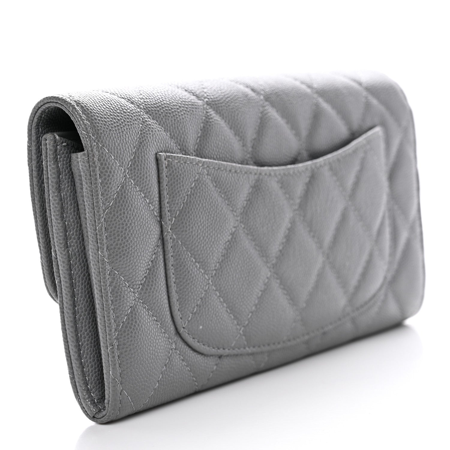 Chanel Caviar Quilted Large Gusset Flap Wallet Grey 3 of 11