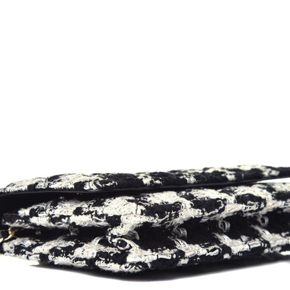 Chanel Tweed Quilted Wallet On Chain WOC Black Ecru White 8 of 10