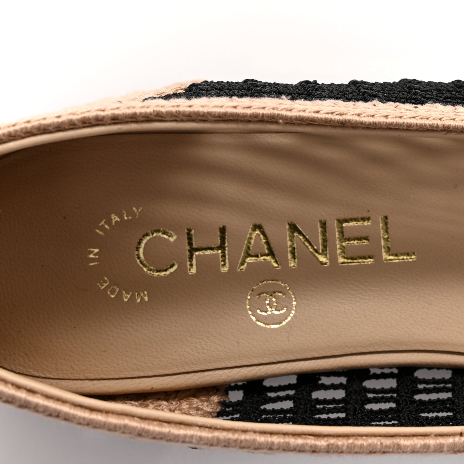 Chanel Raffia Cap Toe Ballerina Flats 37 Black Beige 7 of 10